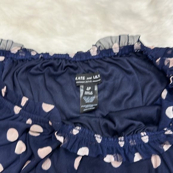 NWT Kate and Lily navy blue with pink dots dress size 4P - Picture 2 of 4